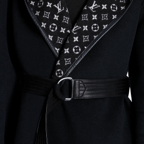 Louis Vuitton Black Wool Monogram Lined Trench Coat M Louis Vuitton