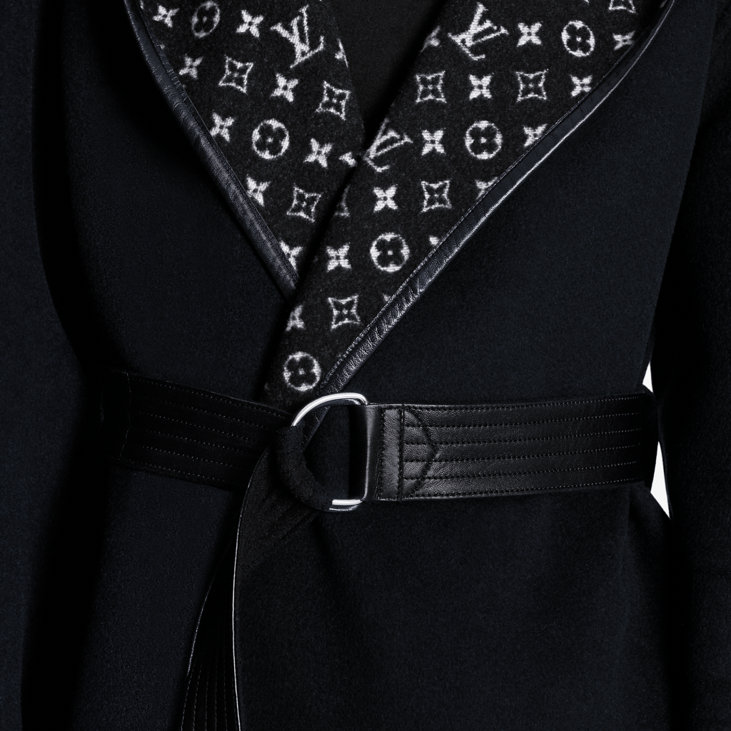 Louis Vuitton Hooded Wrap Overcoat With Belt