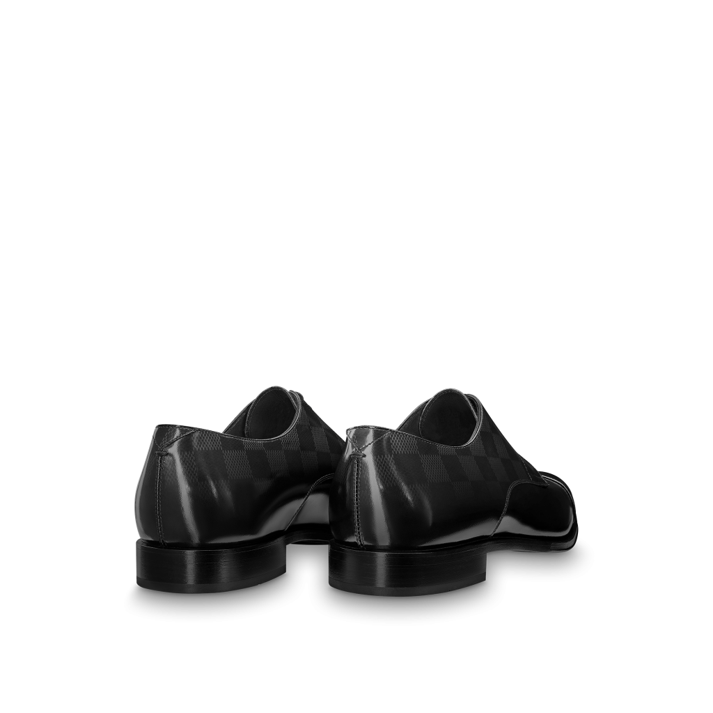 LOUIS VUITTON Calfskin Mens Derby LV Harness Shoes 7.5 Black