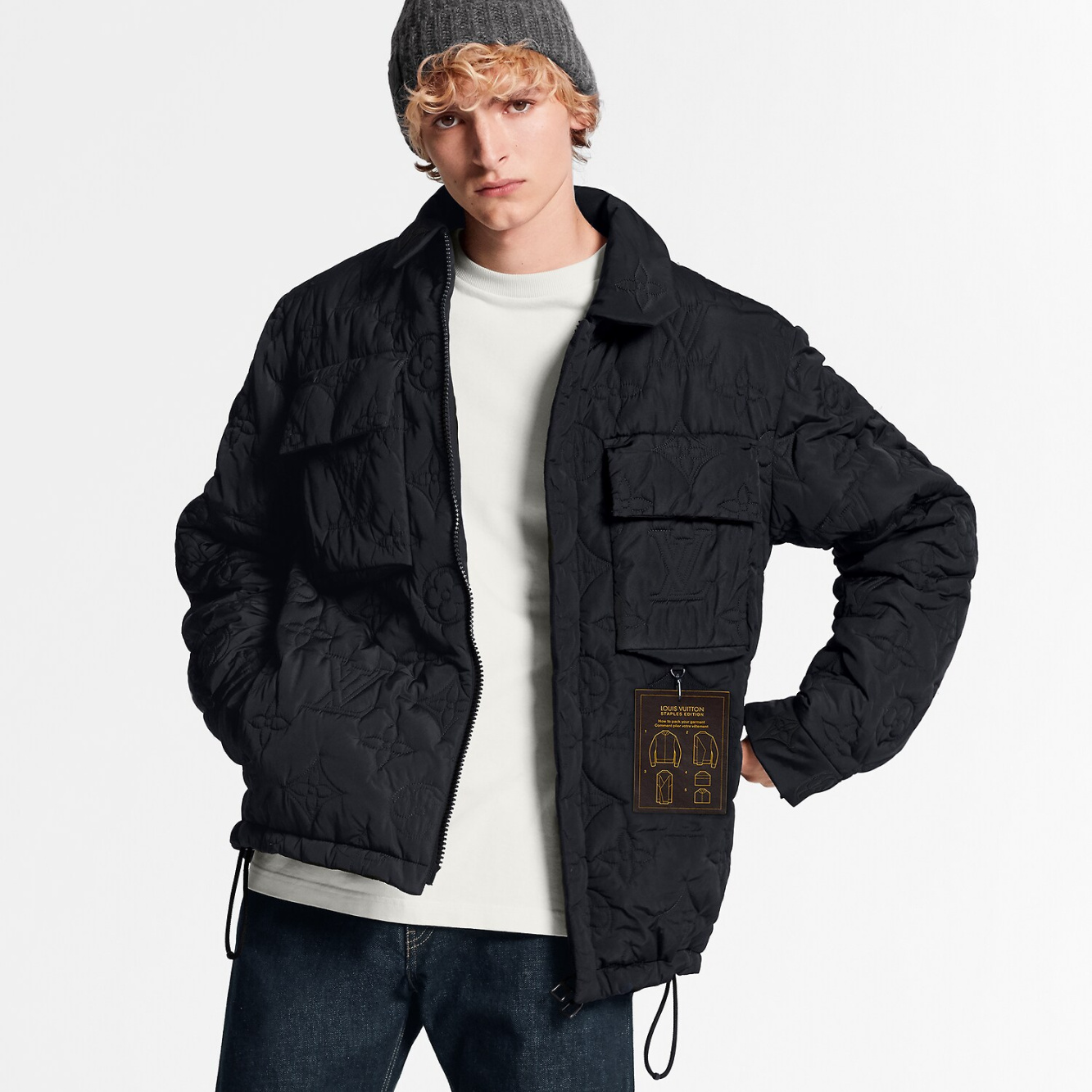 Louis Vuitton Allover Vuitton Snow Down Jacket BLACK. Size 54
