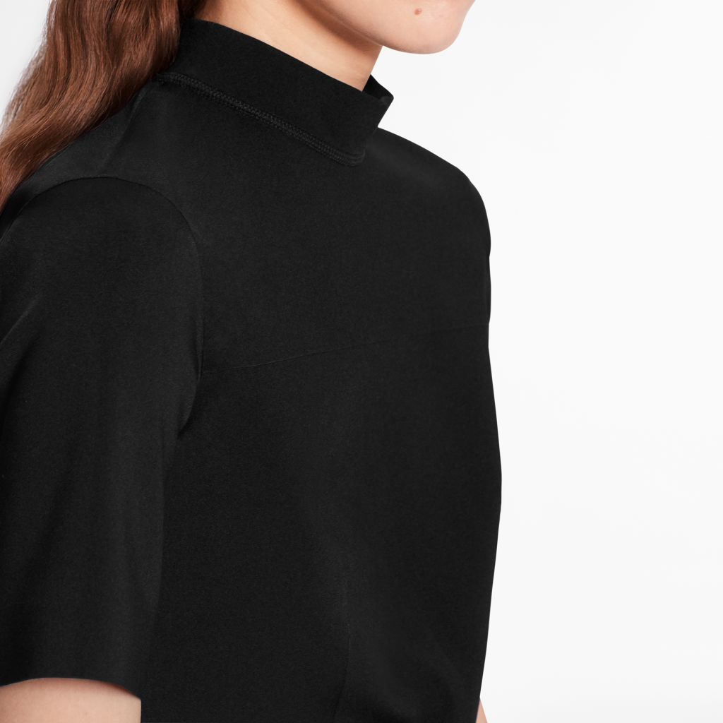 Louis Vuitton - Short-sleeved High Neck Fitted Dress - Black - Women - Size: 36 - Luxury