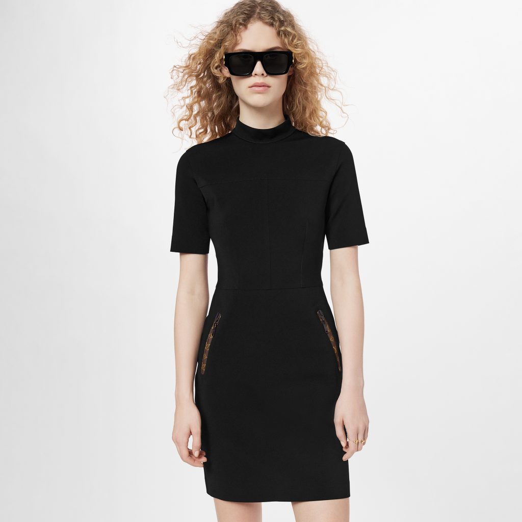 Louis Vuitton - Short-sleeved High Neck Fitted Dress - Black - Women - Size: 36 - Luxury