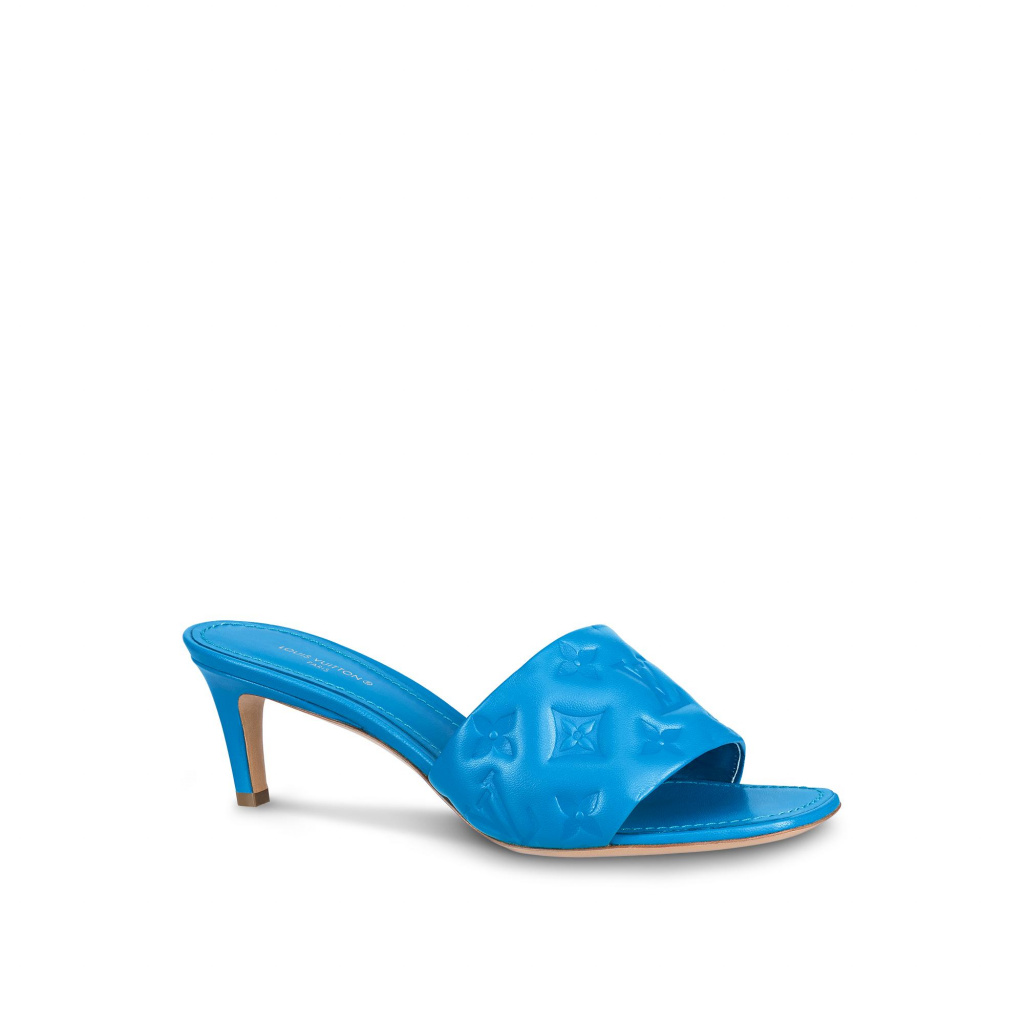 Louis Vuitton LV Women Revival Flat Mule Blue Monogram-Embossed