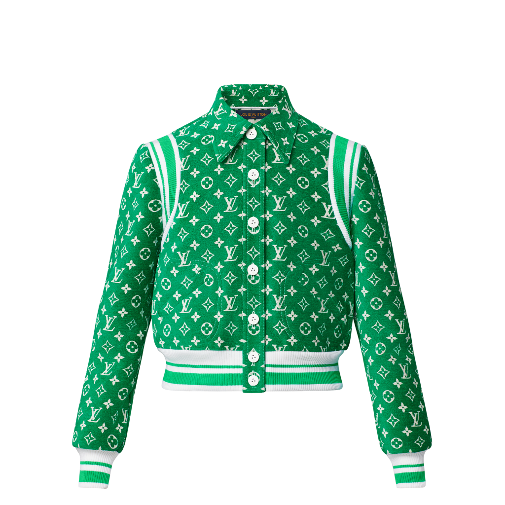 Louis Vuitton Green Monogram Velour Bomber Jacket S