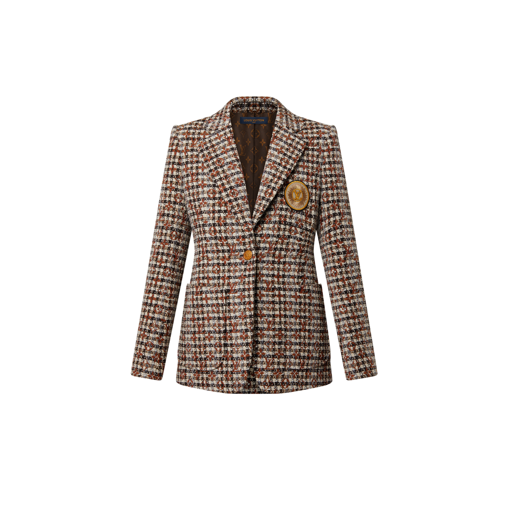 Louis Vuitton MONOGRAM Monogram tweed double-breasted coat