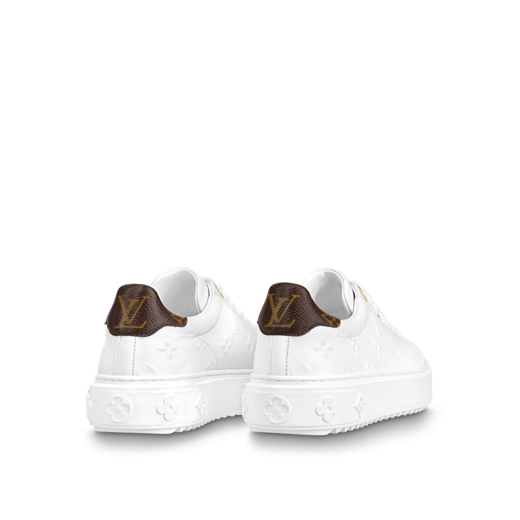 Louis Vuitton White/Brown Monogram Leather Time Out Sneakers Size
