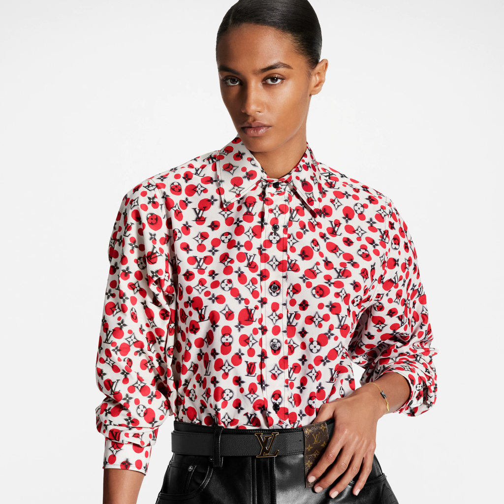 Louis Vuitton LV x YK Infinity Dots Monogram Shirt Dress Bright Red. Size 36