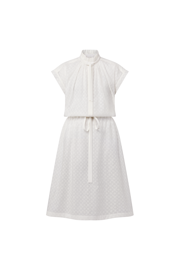 Louis Vuitton Python-effect Monogram Jacquard Polo Dress, White, Xs