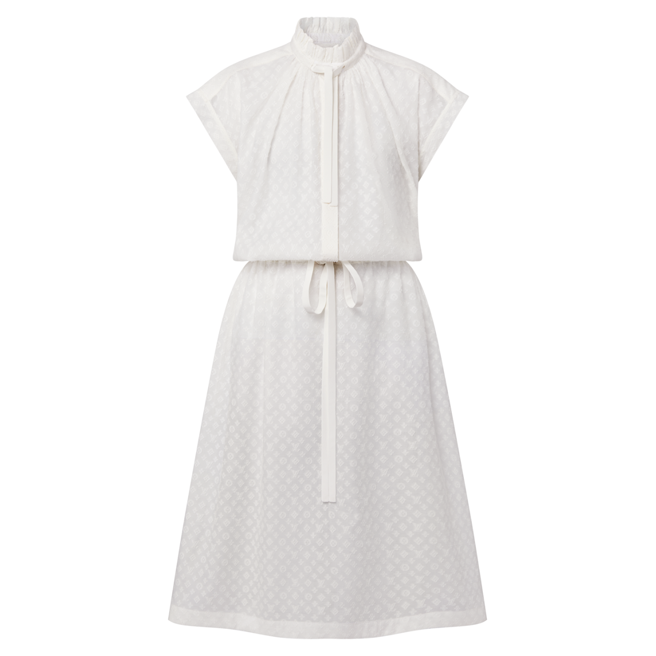 Louis Vuitton Fil Coupe Monogram Belted Shirt Dress