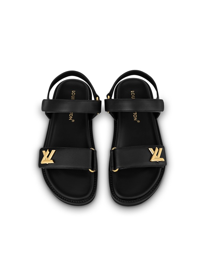 Louis Vuitton 1ABW6W LV Sunset Comfort Flat Sandal , Black, 36