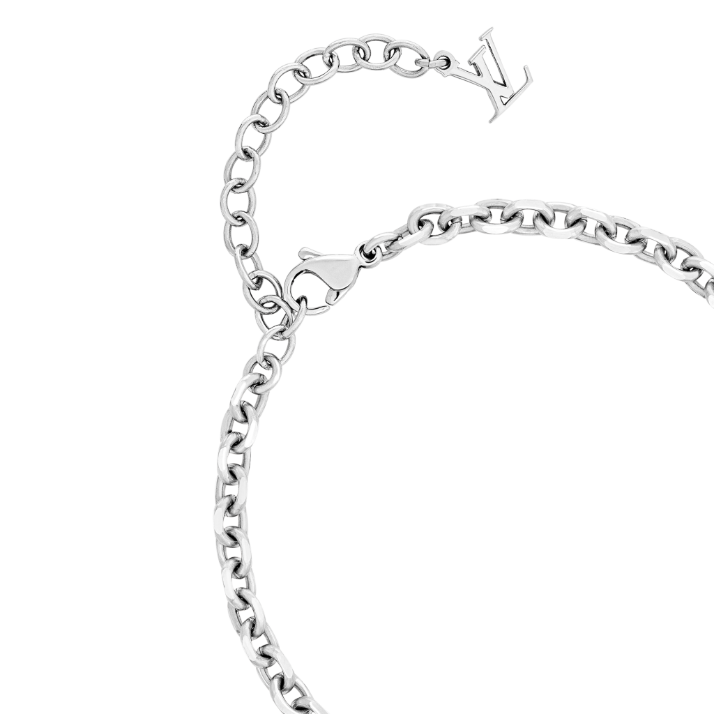 LOUIS VUITTON Monogram Tied Up Bracelet Silver Metal. Size M