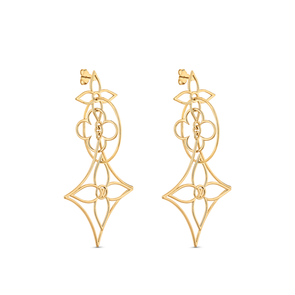 LOUIS VUITTON LV Iconic Flower Earrings Golden Metal