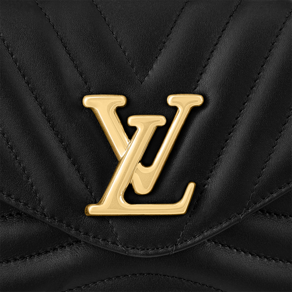 Louis Vuitton LV M20687 NEW WAVE PM 絎縫小牛皮翻蓋肩斜背鍊帶包.黑