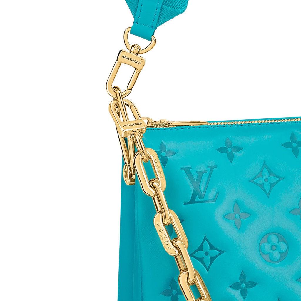 Louis Vuitton Turquoise Monogram Embossed Lambskin Leather Coussin