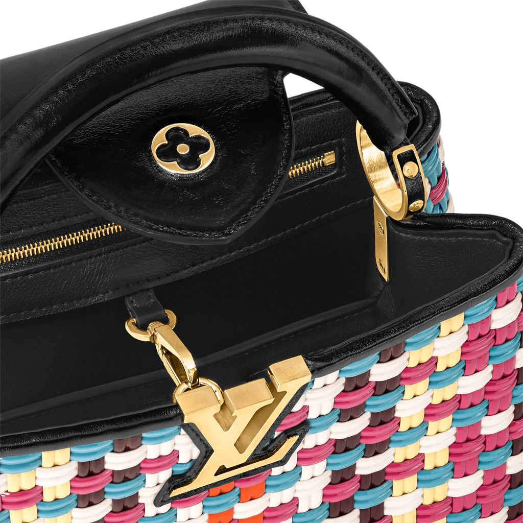 Louis Vuitton, Black and White Plaited Leather Capucines