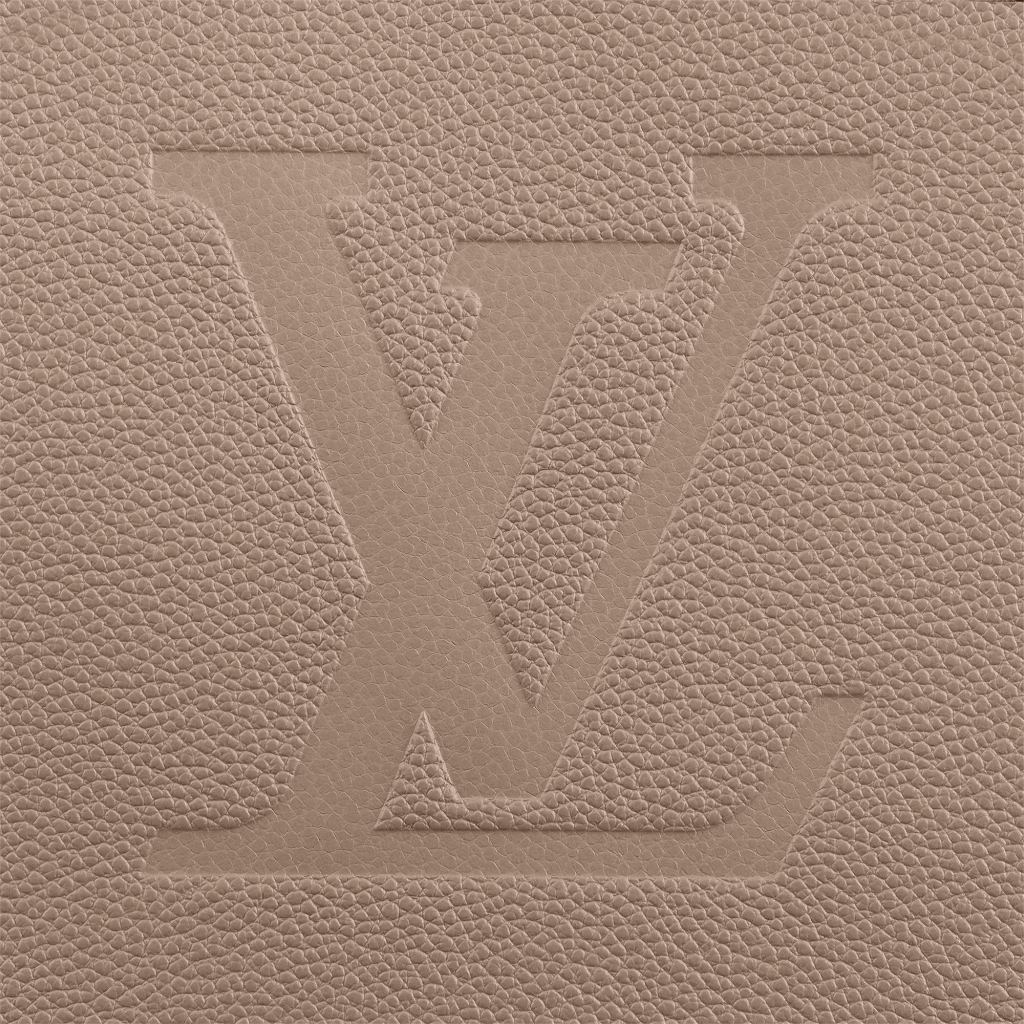 LOUIS VUITTON Size 36 LV Monogram Embossed Tan Leather Gold Square