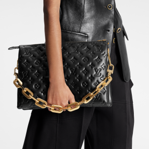 Louis+Vuitton+Coussin+Shoulder+Bag+MM+Black+Leather for sale online