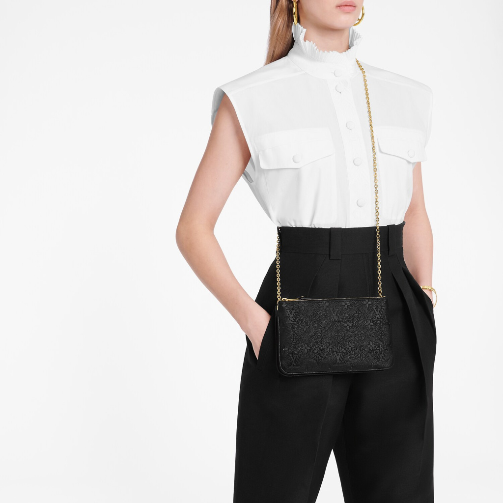 Shop Louis Vuitton Double Zip Pochette (chain shoulder bag mini