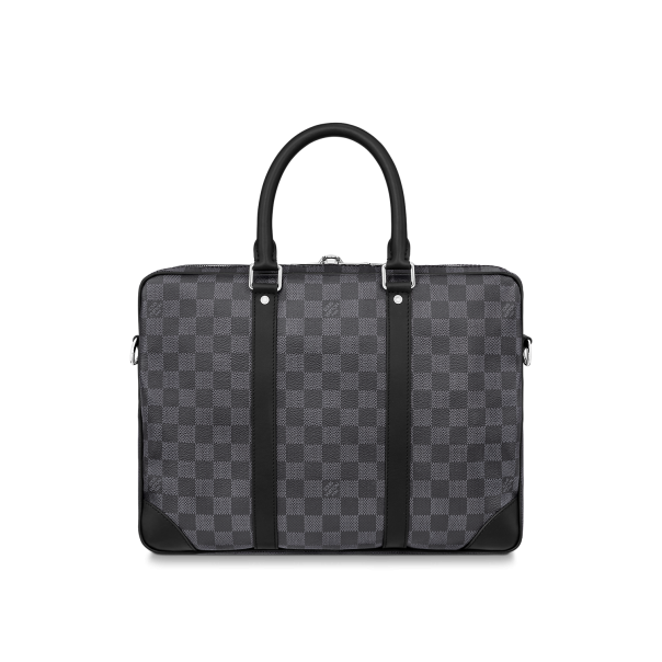 Louis Vuitton, Bags, Louis Vuitton Documents Voyage Bag Laptop Black Gray  Checkered