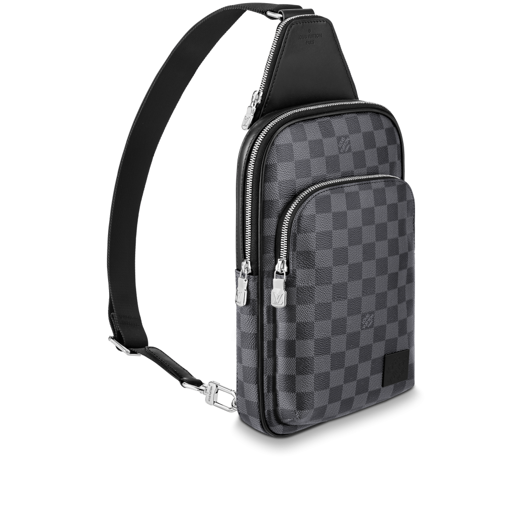 Sling Shoulder Louis Vuitton Black Leather Bag Men pattern LV