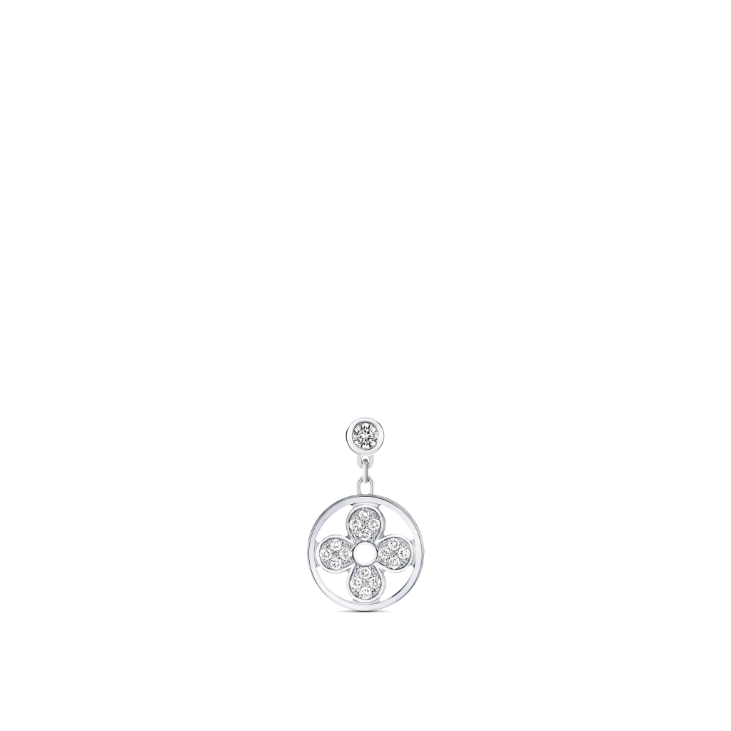 Shop Louis Vuitton Lv idylle blossom pendant, white gold and
