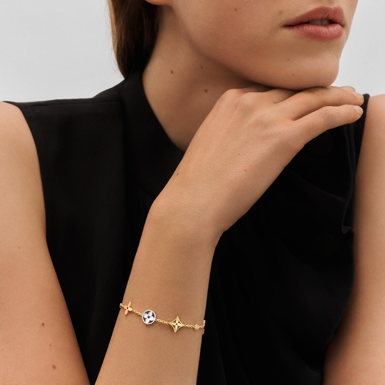 Louis Vuitton Idylle Blossom Bracelet, 3 Golds and Diamonds