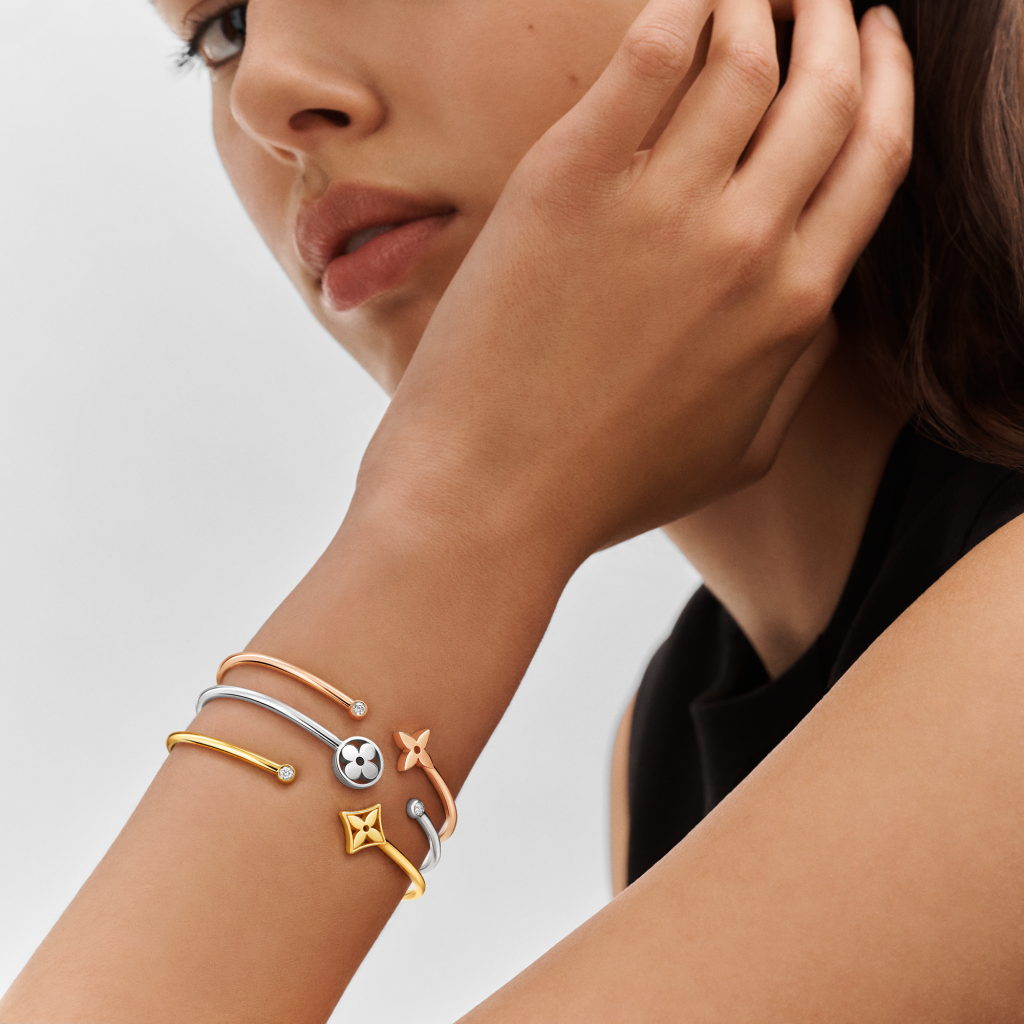 Louis Vuitton Idylle Blossom XL Bracelet, 3 Golds And Diamonds