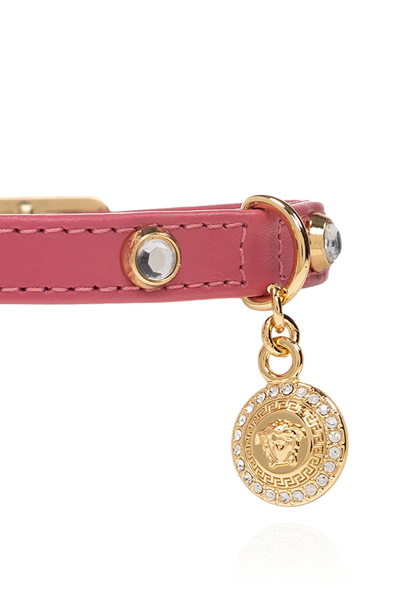 Versace Studded Leather Pet Collar - Pink