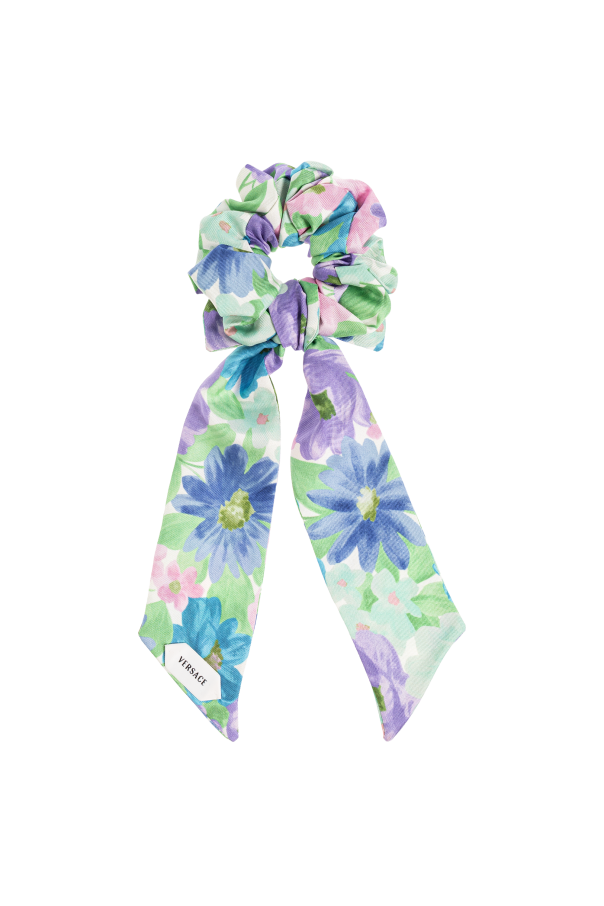 Versace Kids Silk hair scrunchie with floral motif