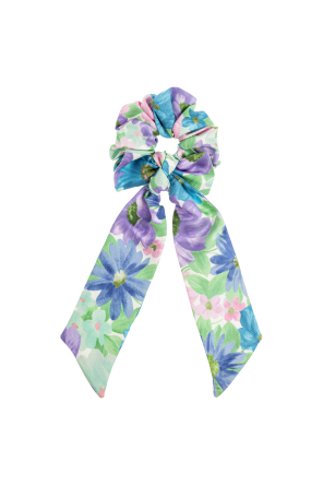 Silk hair scrunchie with floral motif