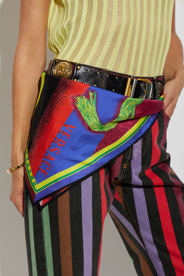 Versace Jedwabna chusta z nadrukiem `Formula 6 print`