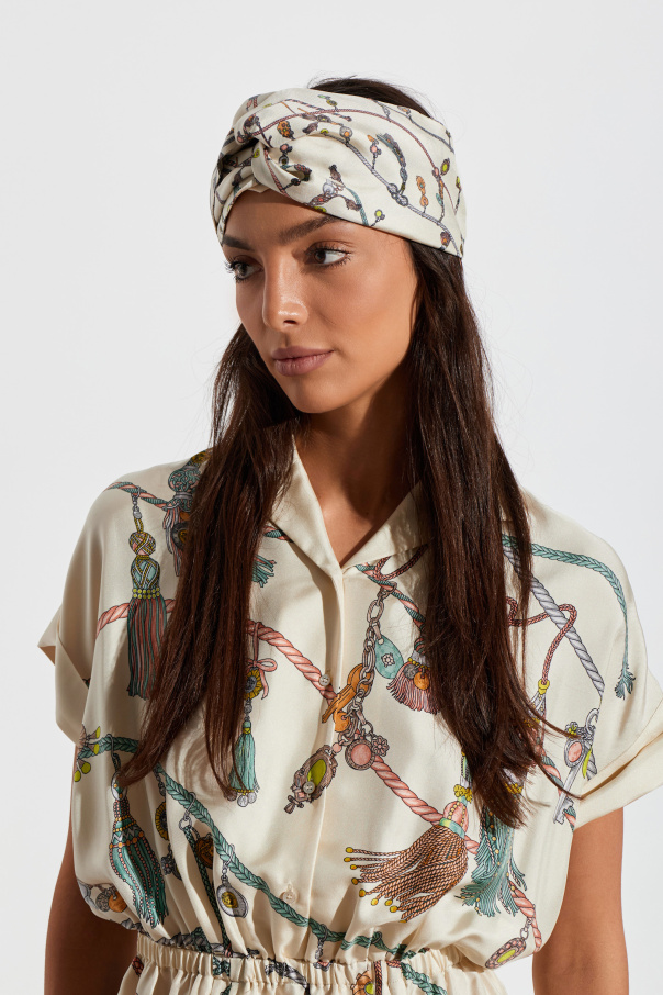 Versace Silk headband with "Hangin' Out" print