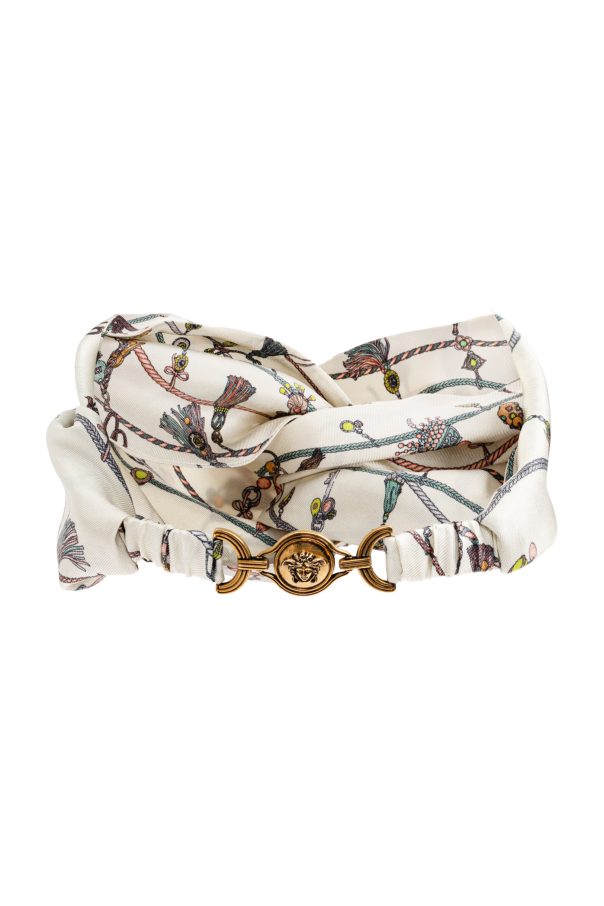 Versace Silk headband with "Hangin' Out" print