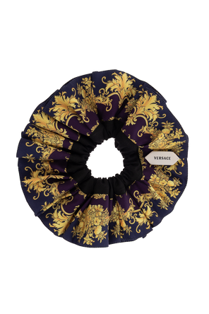 Versace Elástico de cabelo Versace em algodão e poliéster com padrão barroco e placa "VERSACE"