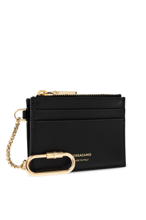 FERRAGAMO Funda de cuero para tarjetas con llavero
