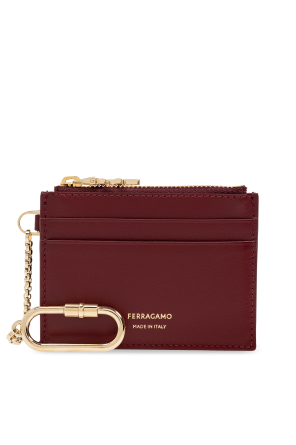 Estuche de tarjetas de cuero con llavero