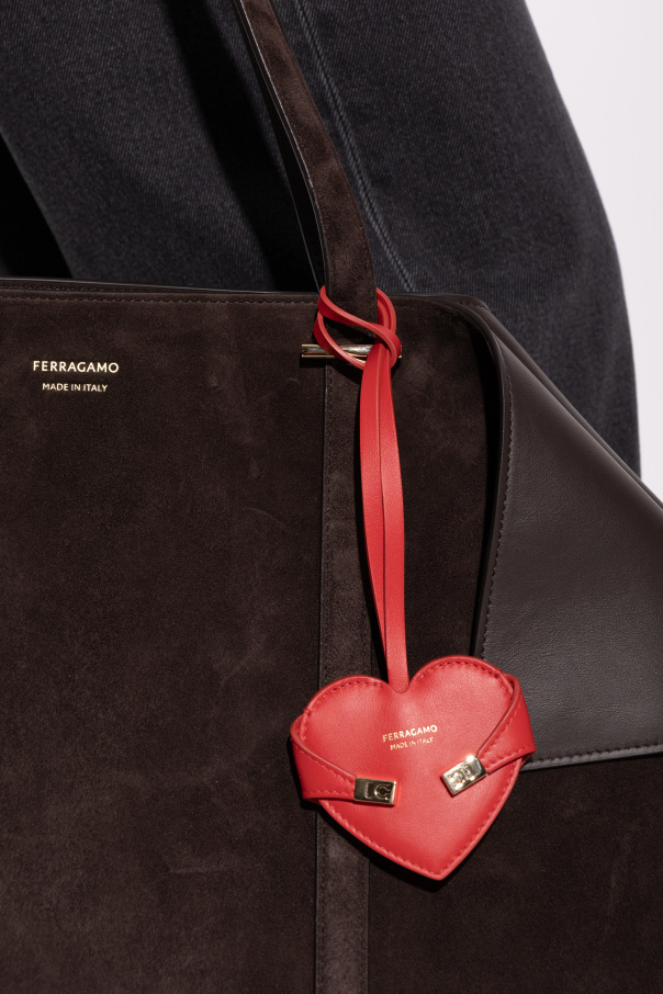 FERRAGAMO Skórzana zawieszka w kształcie serca
