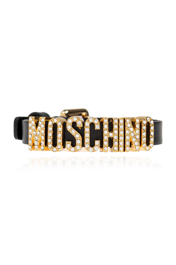 Moschino Skórzana bransoleta z logo