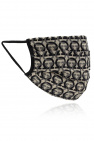 FERRAGAMO BLACK Silk face mask with logo