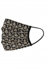 FERRAGAMO BLACK Silk face mask with logo