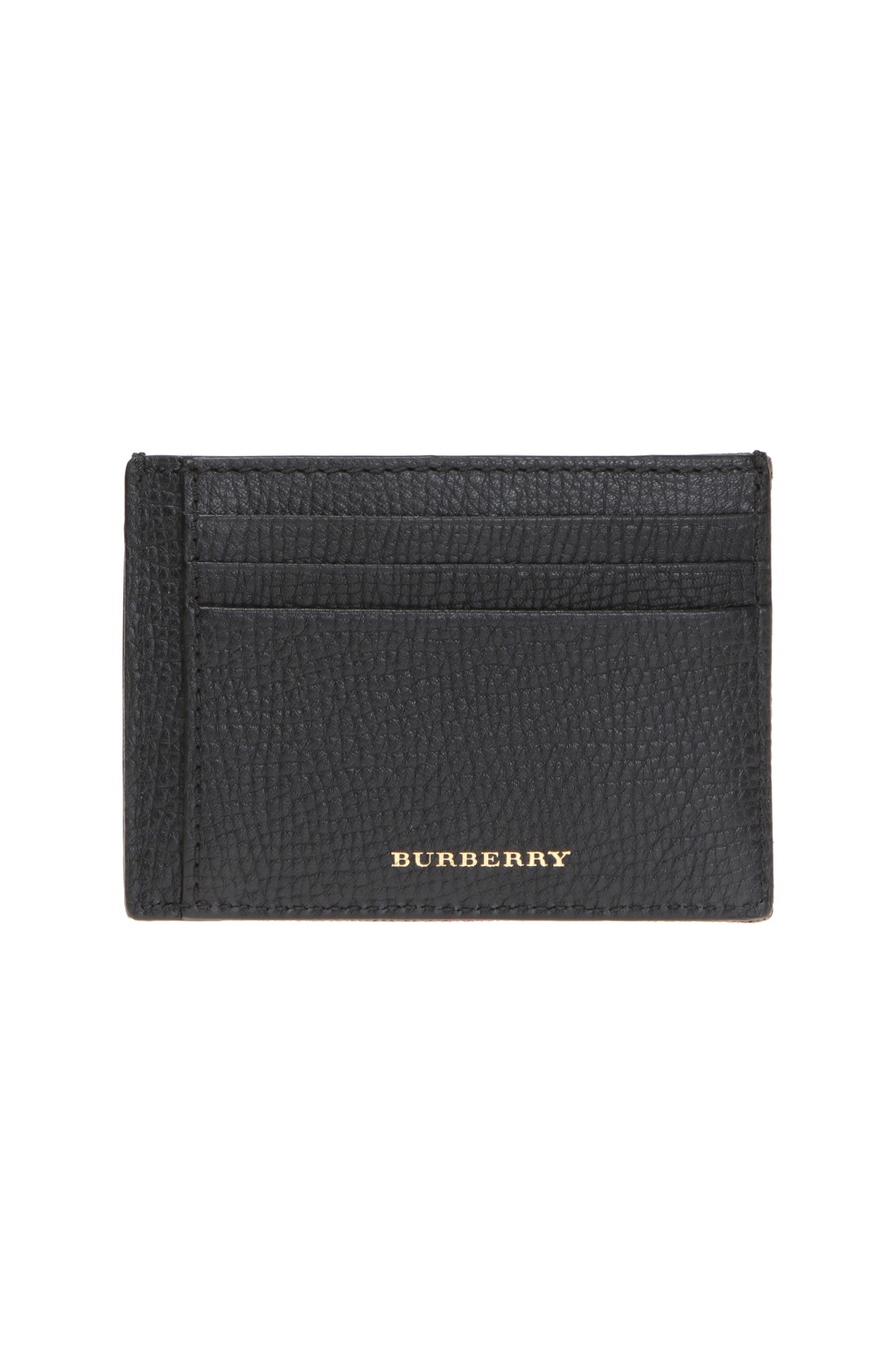 Burberry Logo Money Clip Leather Wallet - Black