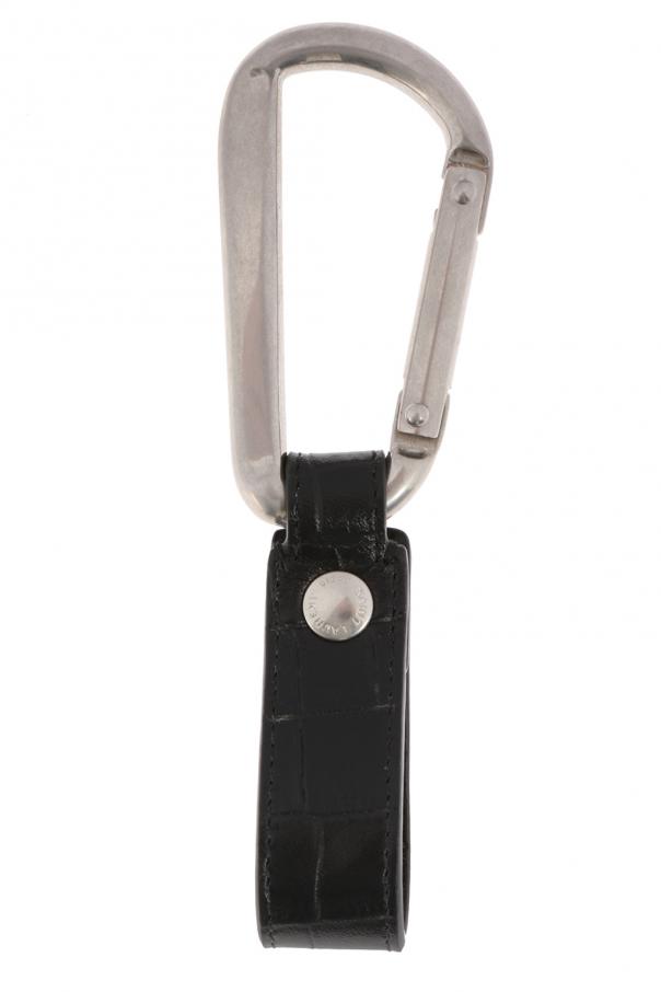 SAINT LAURENT: key ring in leather with monogram - Black  Saint Laurent  keyring 518323 0SX0E online at