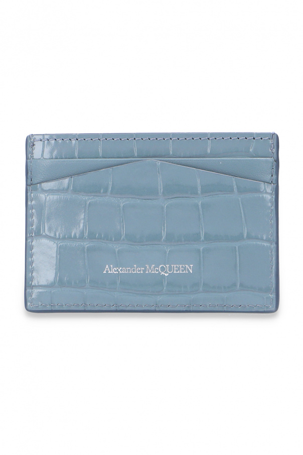 Alexander McQueen Alexander McQueen crocodile-effect skull-stud cardholder Blau