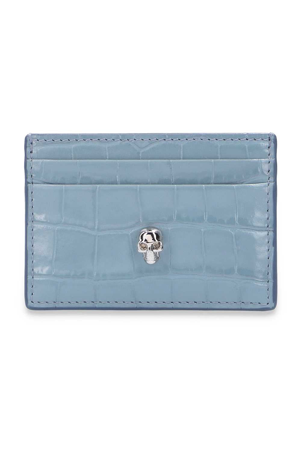 Alexander McQueen Alexander McQueen crocodile-effect skull-stud cardholder Blau