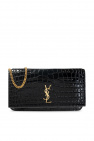 Saint Laurent large flap wallet in grain de poudre embossed leather