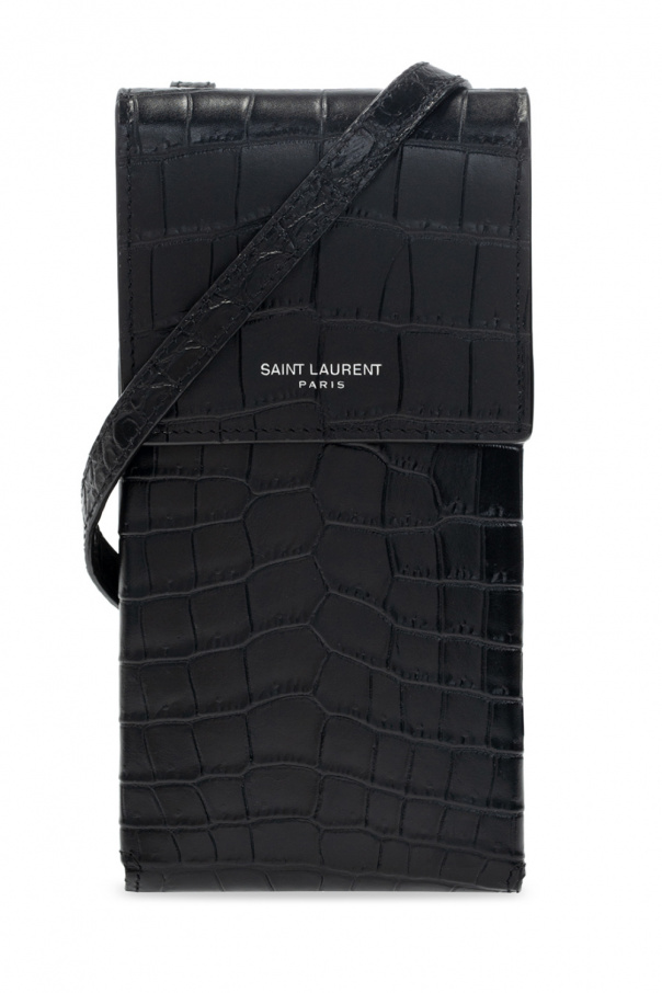 Saint Laurent ‘Paris’ leather phone dress