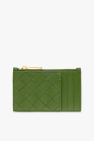 Ravissante pochette Bottega Veneta Turnlock en cuir intrecciato vert