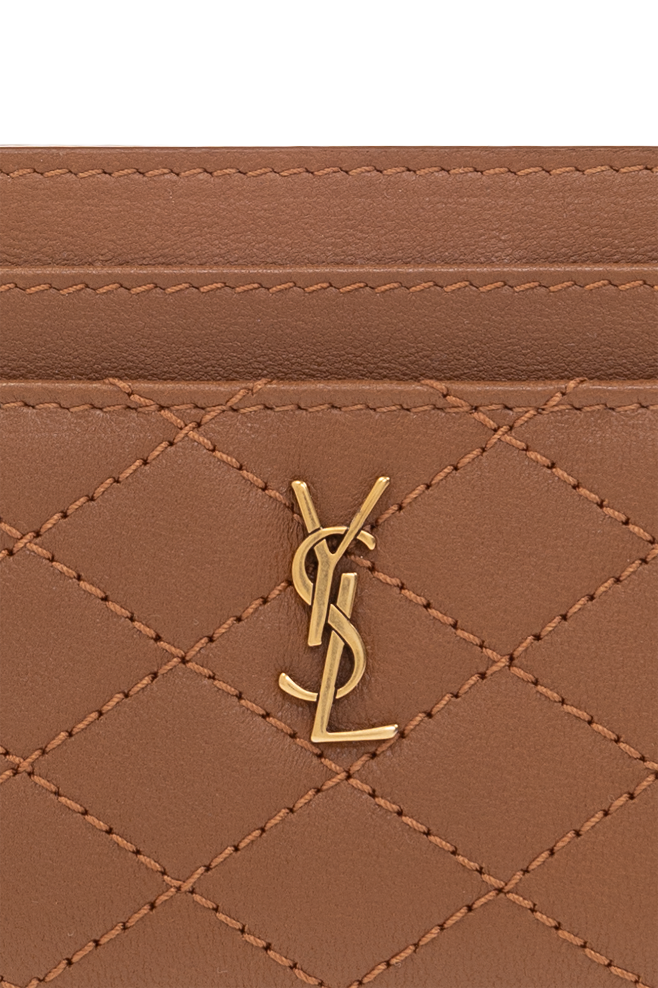 Saint Laurent khaki monogram leather card holder