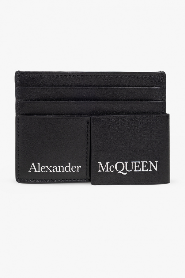 Alexander McQueen Alexander Mcqueen Mans Black Leather Card Holder With Logo Print