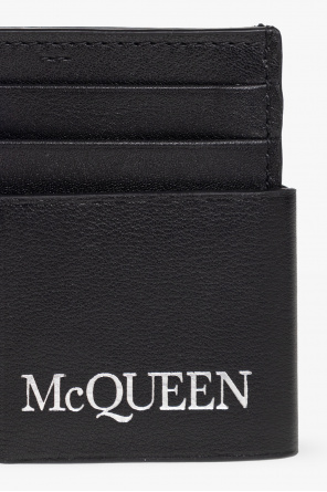 Alexander McQueen Alexander Mcqueen Mans Black Leather Card Holder With Logo Print